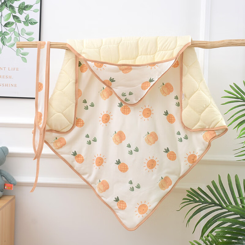 有彩新生儿包被春秋中厚纯棉婴幼儿抱被夹棉被子宝宝用品产房襁褓包巾 田园风光 春秋中厚（10-25度） 90x90cm