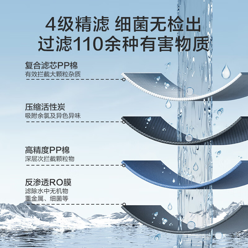 京东京造 零陈水净水器 家用净水机500G 直饮机纯水机 过滤器净水器厨下式 5年RO反渗透滤芯 免费安装