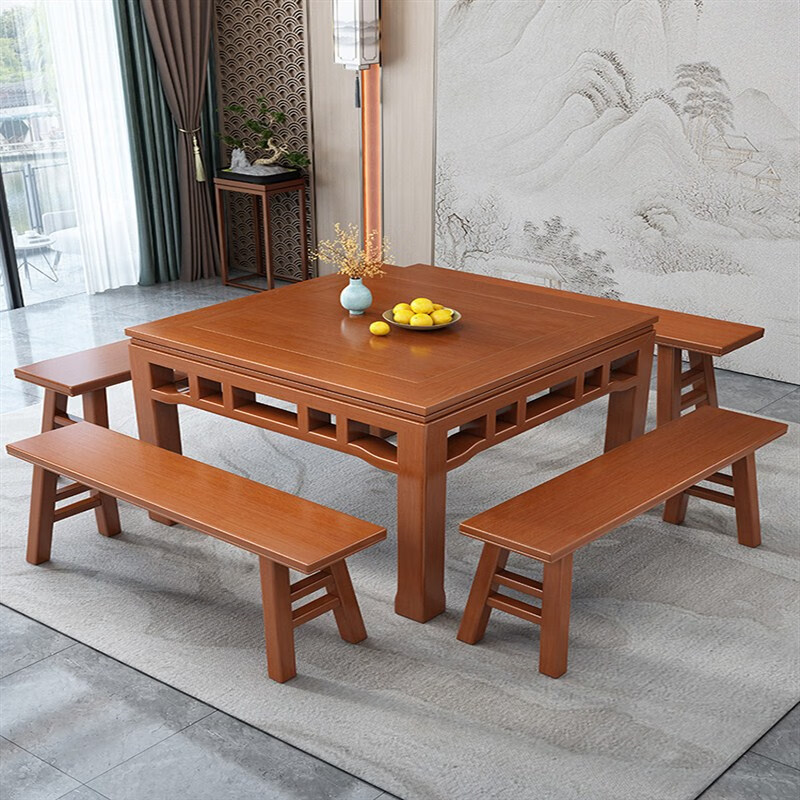 艺莉八仙桌全实木正方形中式老式桌子家用餐桌饭店餐馆小方桌吃饭方桌