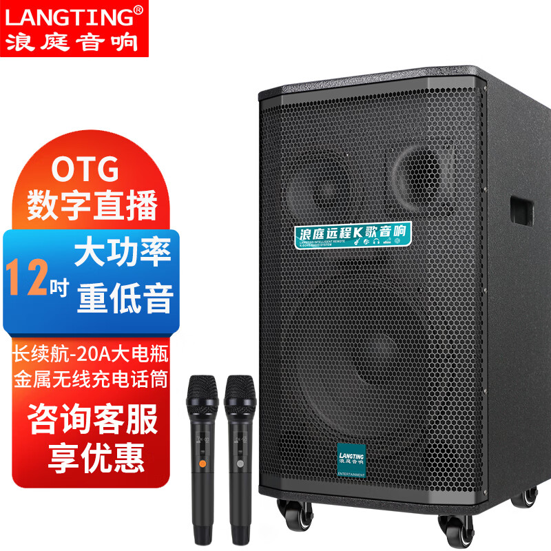 浪庭(langting) lh15-5广场舞蓝牙音响户外直播k歌点歌机一体充电话筒