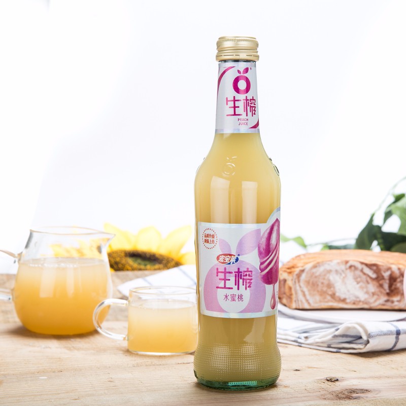 宏宝莱生榨300ml15玻璃瓶装水蜜桃果肉果汁饮品饮料水蜜桃300ml15