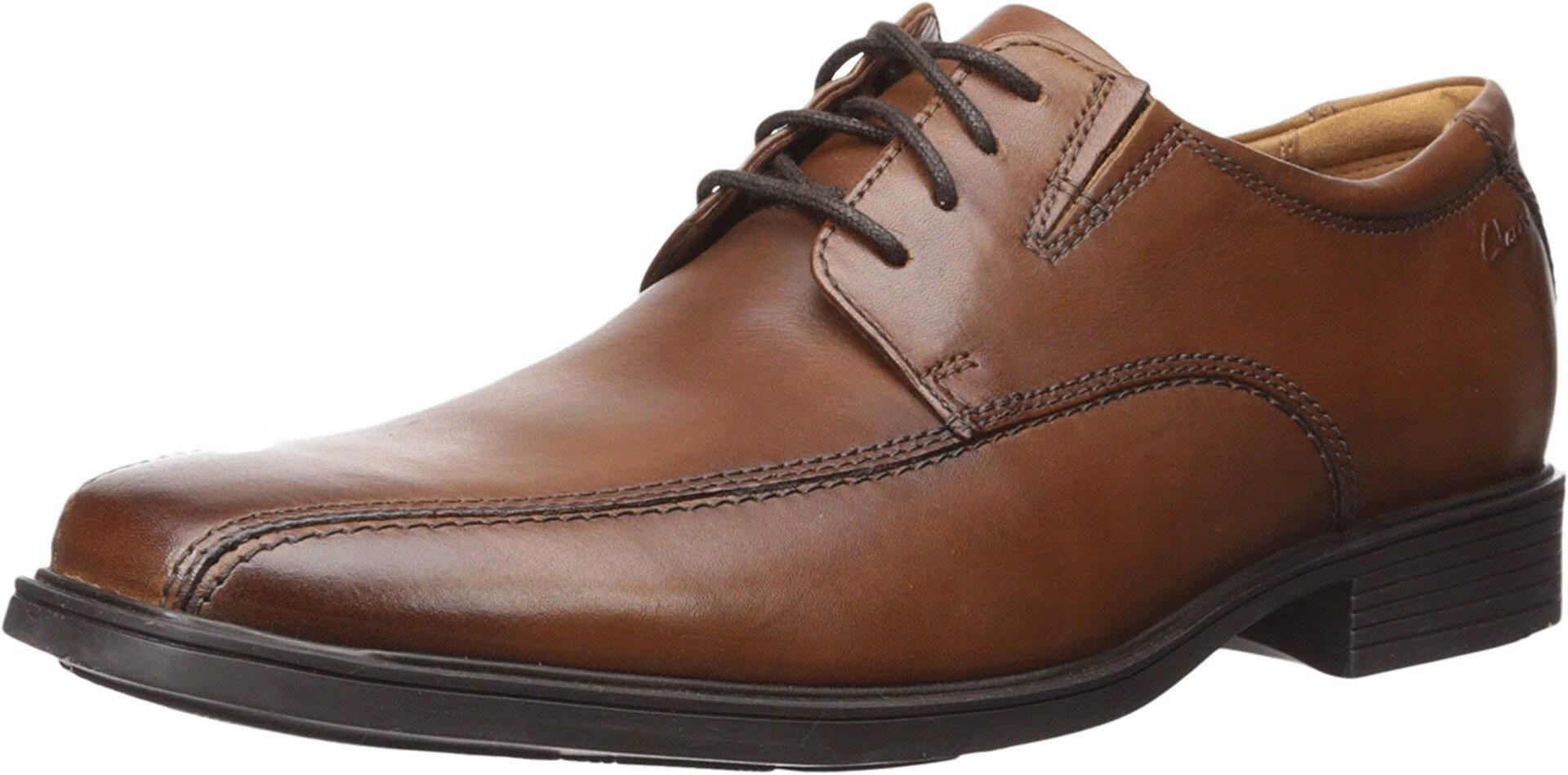 Clarks 其乐男鞋Tilden Walk牛津鞋 休闲鞋舒适百搭皮革系带皮鞋男 深褐色（Dark Tan Leather） 42.5 (9.5 US)  宽版