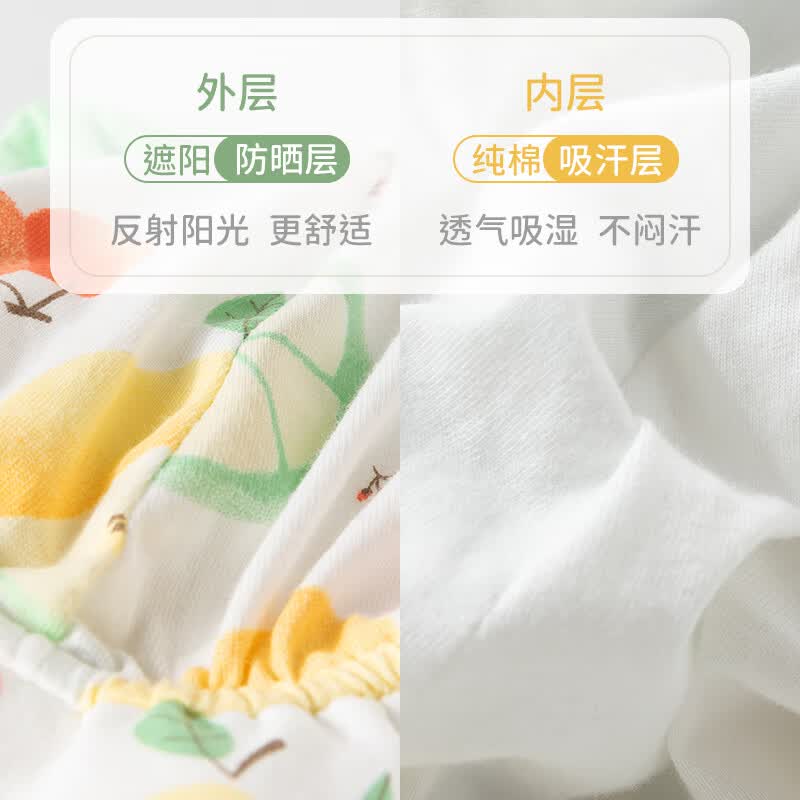 欢喜小熊 婴幼儿薄款纯棉渔夫帽夏季帽子男宝宝遮阳帽夏天太阳帽 水果绿 M(建议6-15个月头围44-47cm)