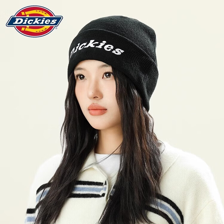 Dickies品牌保暖针织帽子秋冬季男士毛线帽女滑雪冷帽骑行防风防寒护耳帽 灰色男女情侣款 58CM（均码）