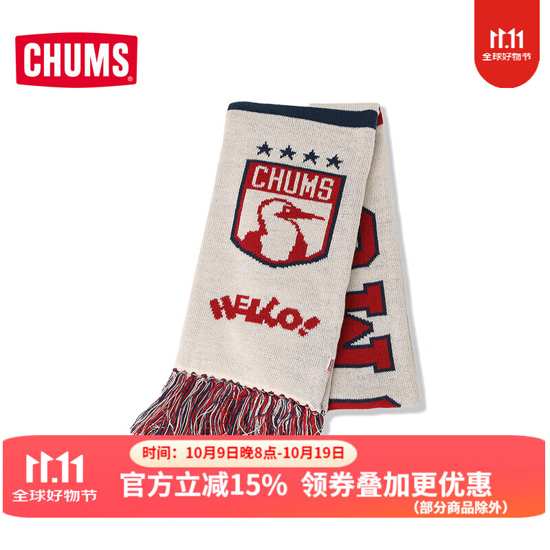 CHUMS洽洽鸟针织冬帽套组户外运动休闲秋冬保暖护耳冬帽围巾手套套组 CH09-1329-W001（围巾） OS 京东折扣/优惠券