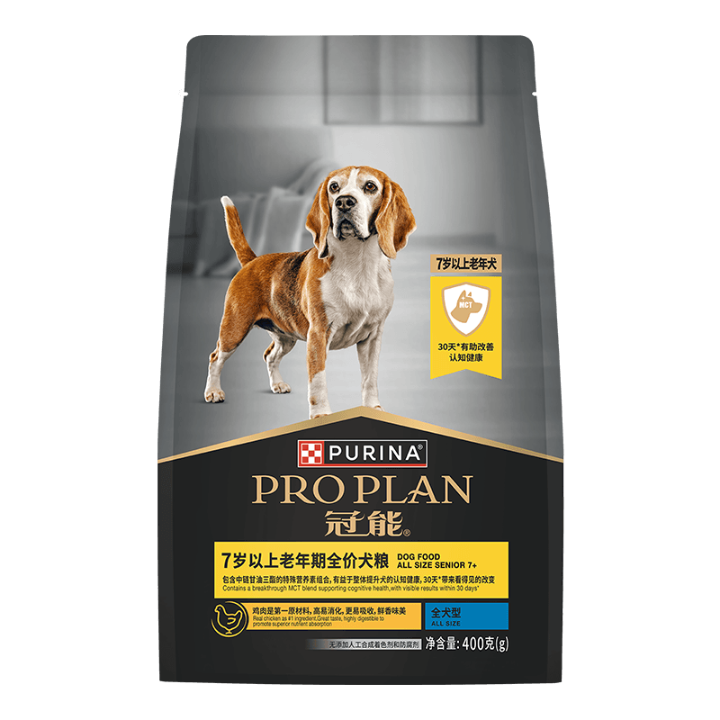 冠能狗粮成犬7岁以上老年犬狗粮400g 赋聪配方 改善认知障碍
