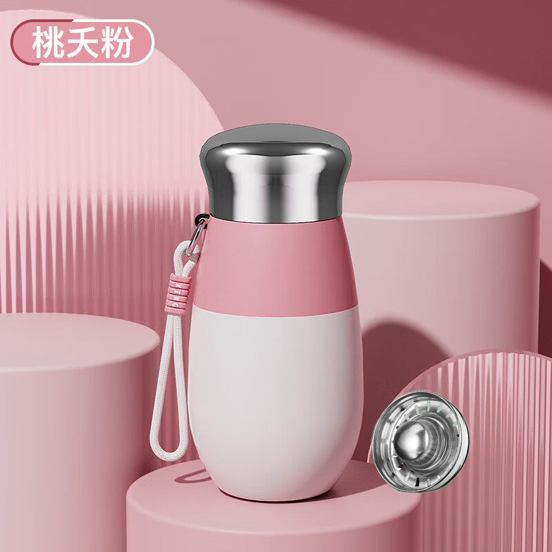 GROOT不锈钢保温杯2024新款女士便携随行杯男士泡茶水杯高颜值杯子 桃夭粉 450ml