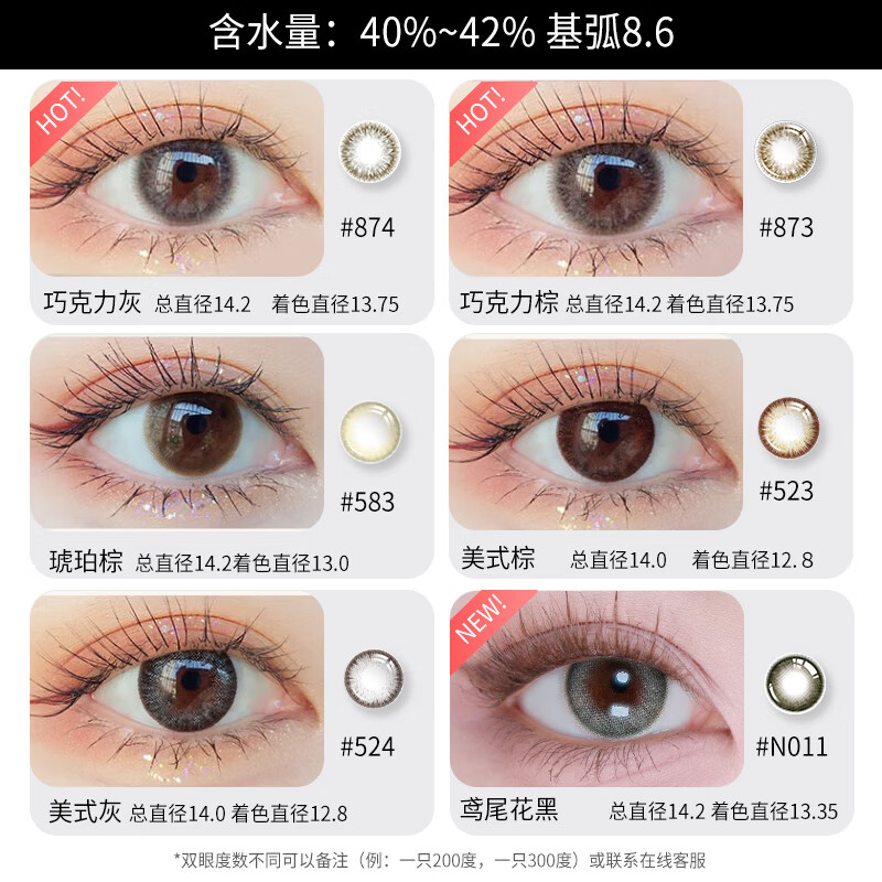 Merry dolly韩国进口美瞳年抛2片非离子彩色近视隐形眼镜网红混血自然薄款 巧克力灰14.2mm(2片/自带柔光灰) 350度