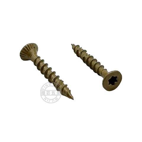 oloey双沉头滚花快攻木螺钉咖啡色防锈木螺丝tp梅花槽防开裂自攻钉 4*