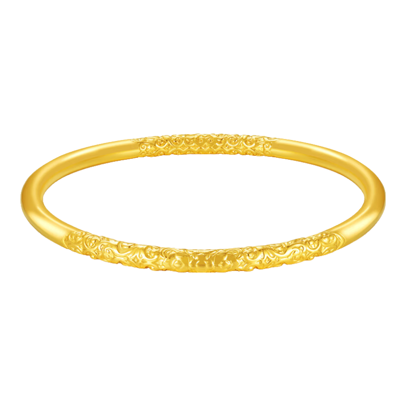 周大生黄金手镯足金古法卷草纹祥云手镯送老婆送妈妈送父母新年礼物 约30.2g（实心）需7-10个工作日 60#
