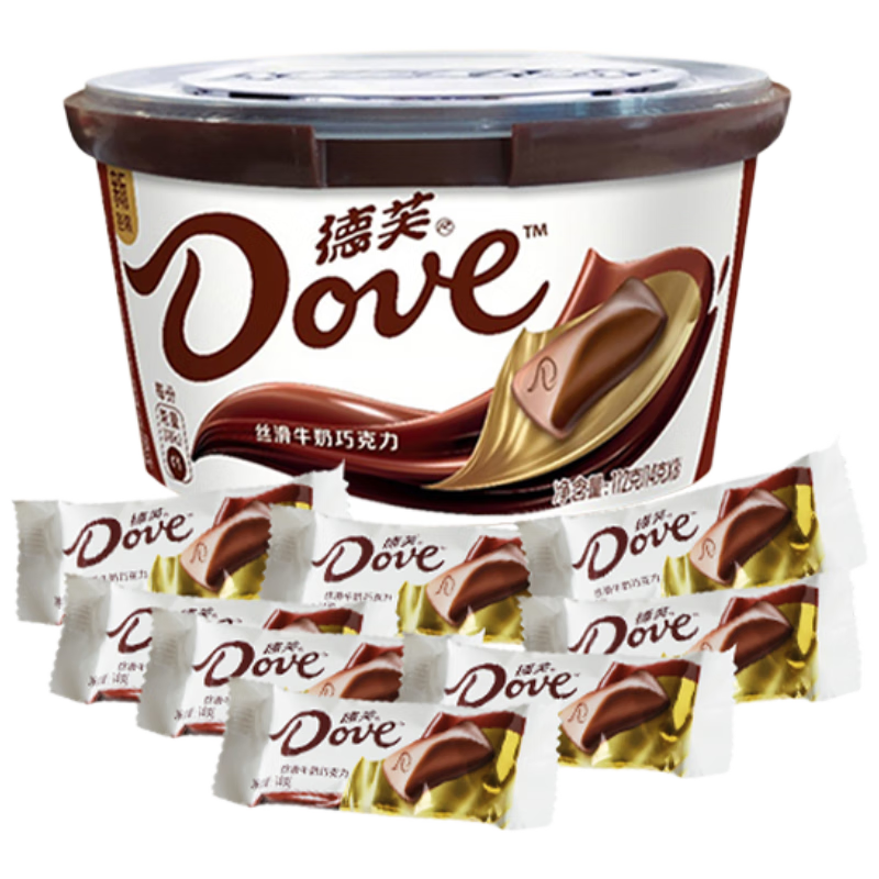 德芙（Dove）牛奶巧克力小碗装112g 休闲儿童零食糖果生日中考礼物女生
