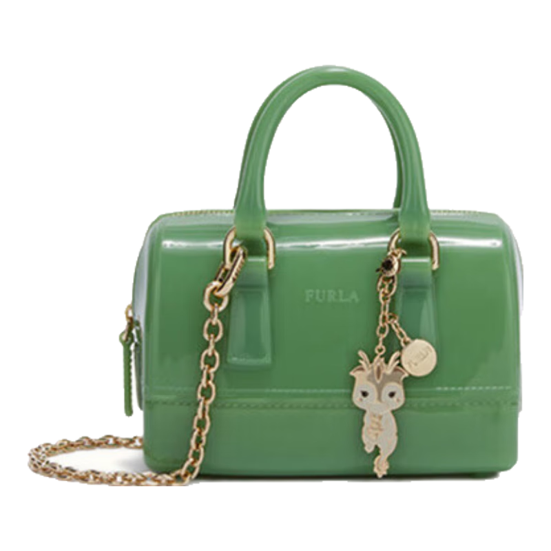 芙拉（FURLA）【女神節(jié)禮物】CANDY女士迷你鏈條包波士頓包果凍包手提包斜挎包 綠色