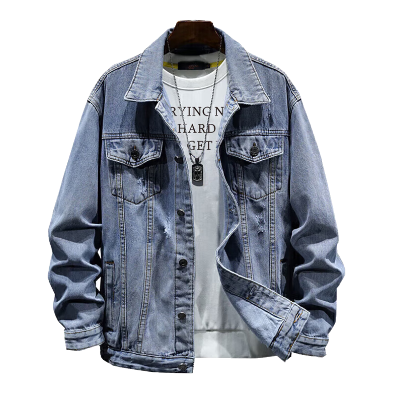 真維斯（JEANSWEST）牛仔夾克男2025春夏季牛仔外套男潮牌舒適寬松百搭上衣服藍(lán)色2XL
