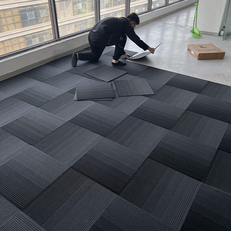 辦公室地毯拼接方塊臥室客廳大面積商用酒店防火滿鋪工程房間加厚 透明 主圖款 一件=10平方=40片瀝青底