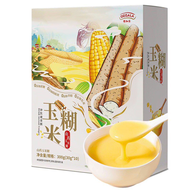 德加乐山药玉米糊300g(30g*10条)独立包装低脂营养早餐代餐0添加蔗糖