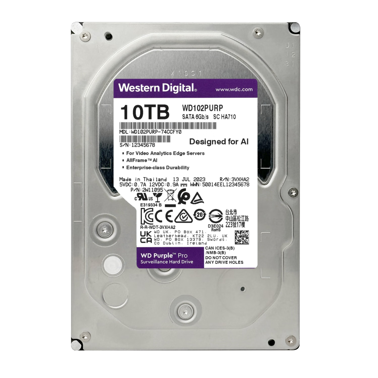 ݣWD10TBؼеӲ WD Purple pro SATA 7200ת512MB CMRֱAI 3.5ӢWD102PURP 2599Ԫ