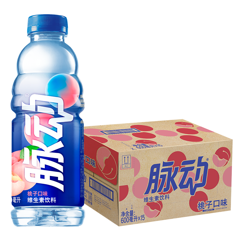 Mizone 脉动 桃子口味 600ML*15瓶 维C低糖维生素出游做运动饮料必备
