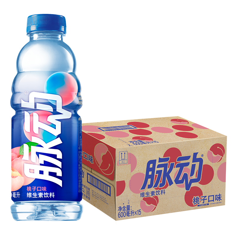 脉动桃子口味 600ML*15瓶 维C低糖维生素饮料出游运动必备宋雨琦同款