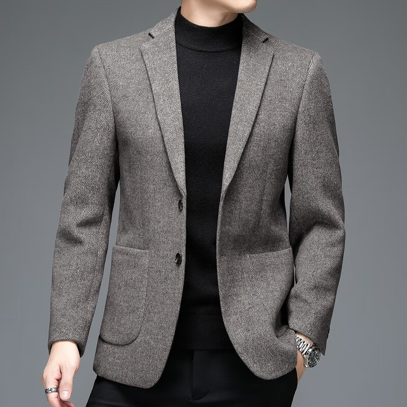 梦特娇(montagut)羊毛西装外套男新款毛呢西服上衣休闲男士春秋羊绒