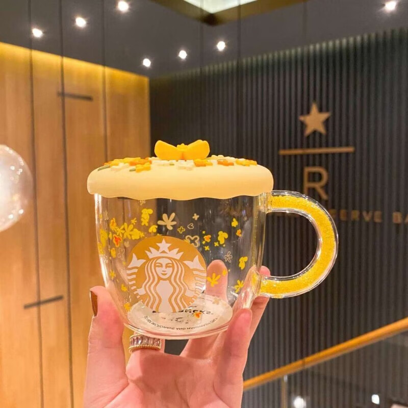 星巴克杯子铭牌杯新款墨绿女神杯子铭牌浮雕桌面咖啡马克玻璃水杯 萌