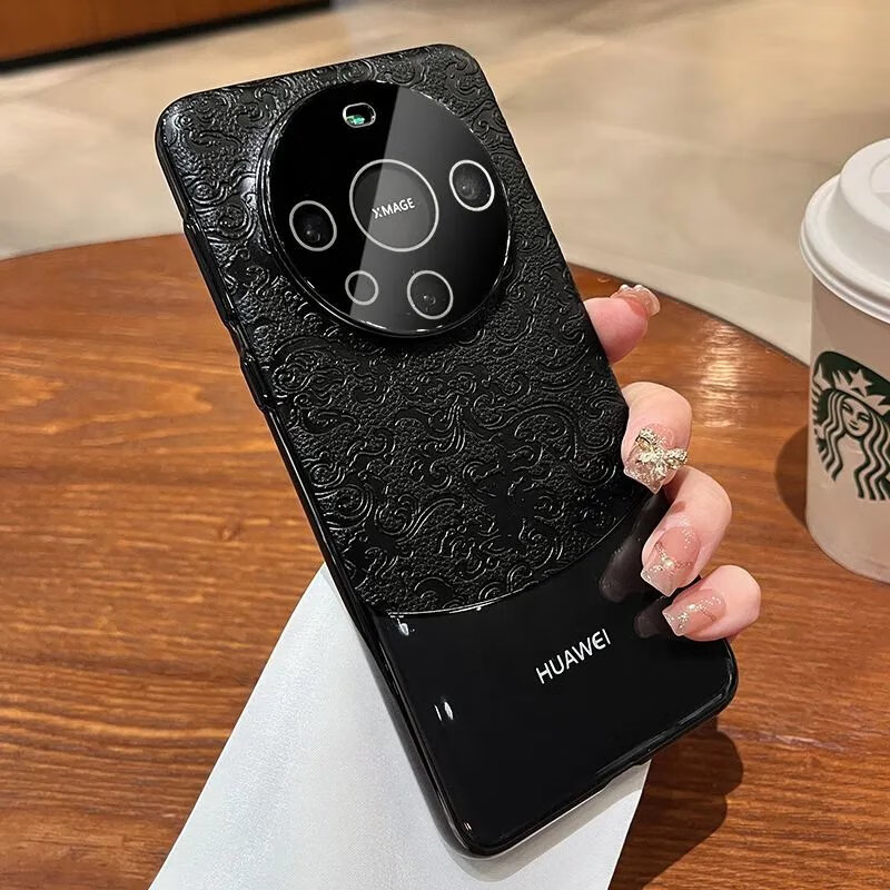 爵达华为mate70pro手机壳mate60国风祥云龙纹素皮透明拼接pro+感m 【黑】 华为 Mate 70