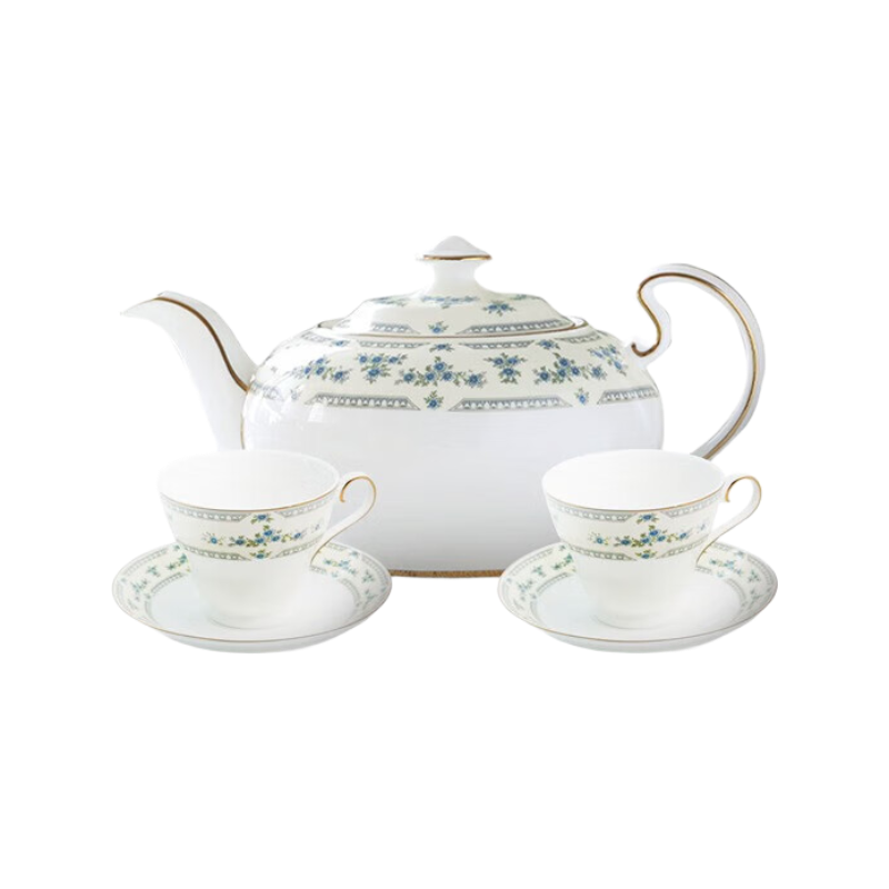 AYNSLEY英國(guó)安斯麗花冠系列骨瓷咖啡杯碟下午茶套裝高顏值瓷器歐式咖啡具 【熱銷推薦】1壺2杯2碟組合 花冠系列