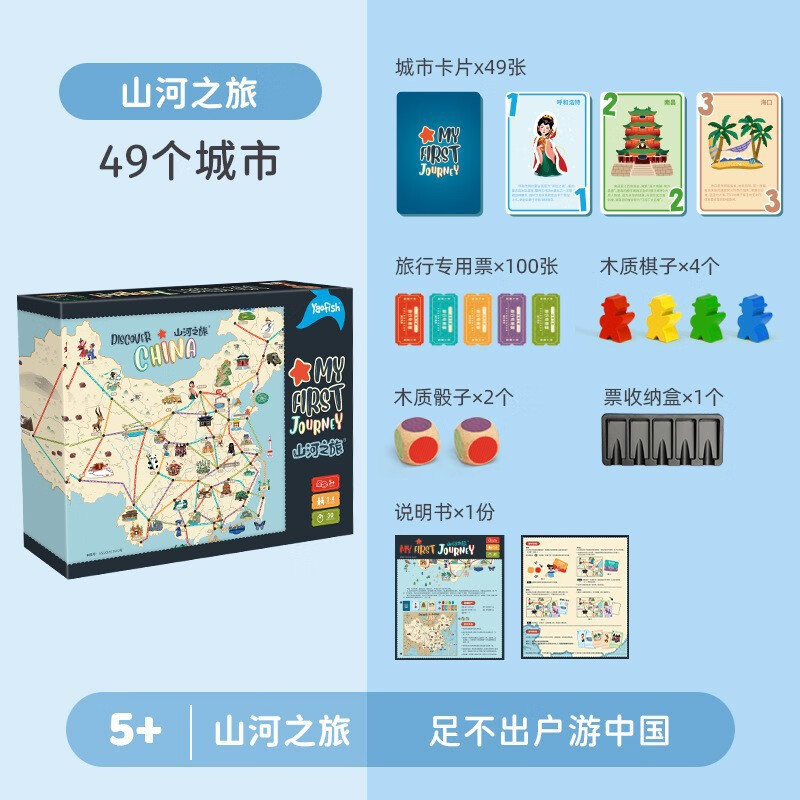 鰩鰩魚（yaofish）山河旅人桌游 山河之旅路徑規(guī)劃策略地理知識(shí)益智桌游玩具 山河之旅