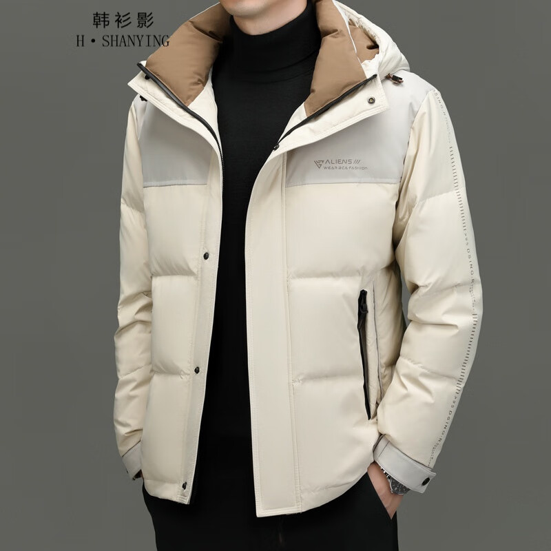 韩衫影（H·SHANYING）羽绒服男2023冬季新款90鸭绒加厚保暖休闲简约时尚外套 米色 170/M使用感如何?