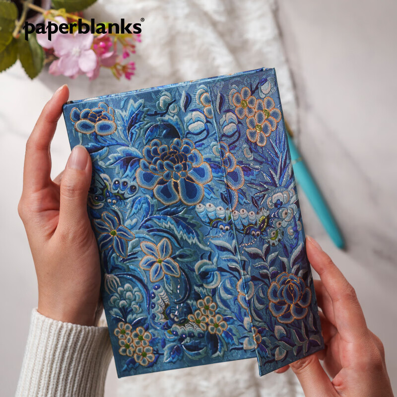 paperblanks佩兰克笔记本本子日记本古风手帐手账本送老外中国特色礼物记事本颂扬汉服刺绣蓝柳 【硬壳翻盖款】刺绣蓝柳/小本/横线