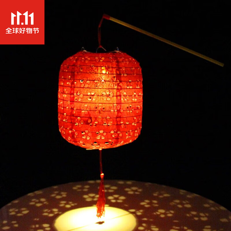 萌依儿传统老式蜡烛灯笼 点蜡烛的纸灯笼老式手提怀旧小学生儿的 红