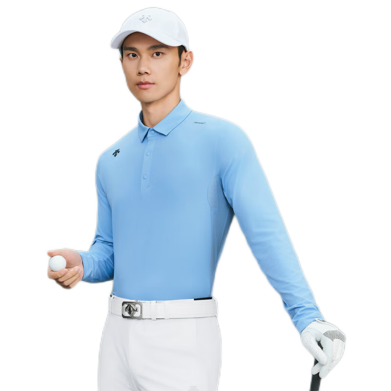 DESCENTEGOLF迪桑特高爾夫 PRO系列男士防曬長袖POLO衫 抗菌透氣 FB-Placid Blue 2XL
