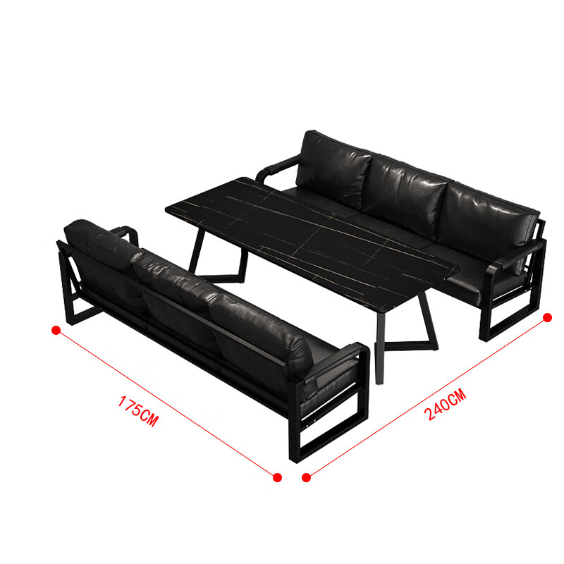 清吧酒吧卡座沙发烧烤店咖啡厅工业风奶茶店烧烤卡座沙发 黑色6人组合