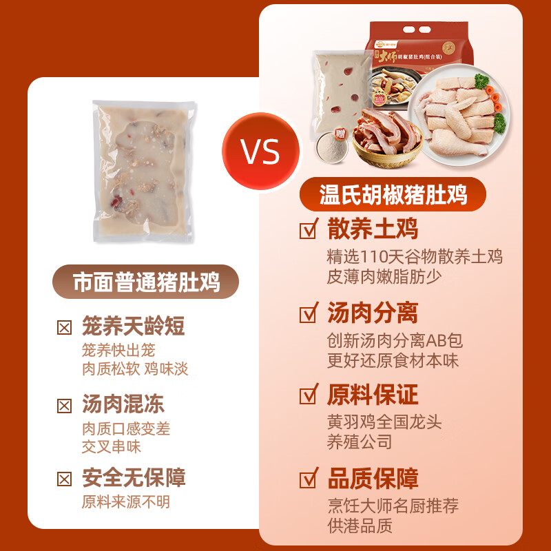 温氏胡椒猪肚鸡组合装1kg(3-4人份)广式原汤新鲜食材预制快手菜