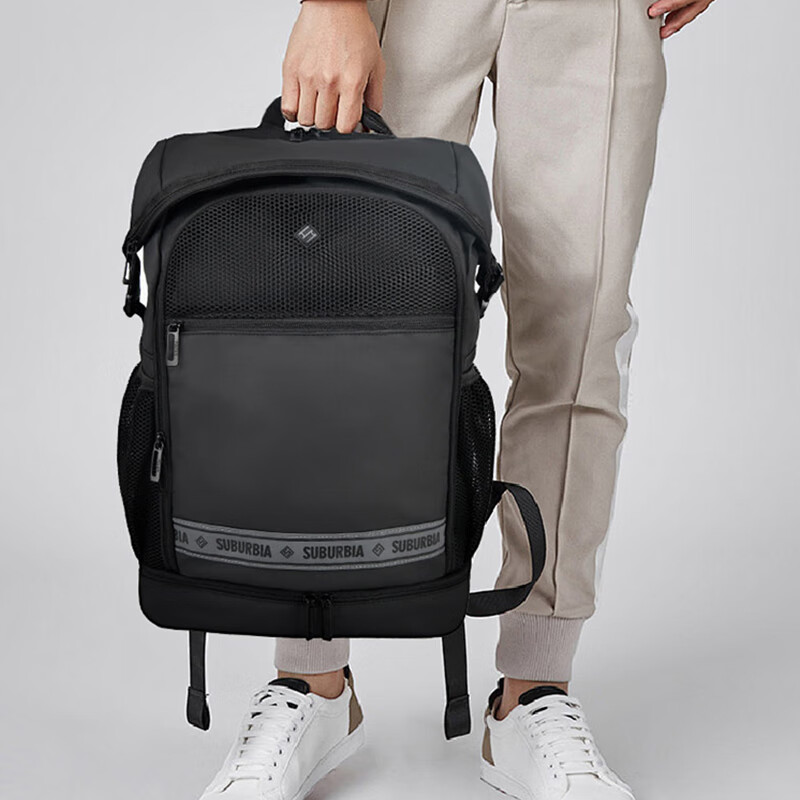 思博亚新款运动双肩包干湿分离独立鞋仓篮球包男女大学生电脑旅行包 黑色