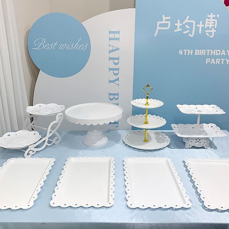 糕点摆盘塑料甜品台展示架摆件冷餐茶歇摆台蛋糕托盘下午茶点心架 八件套