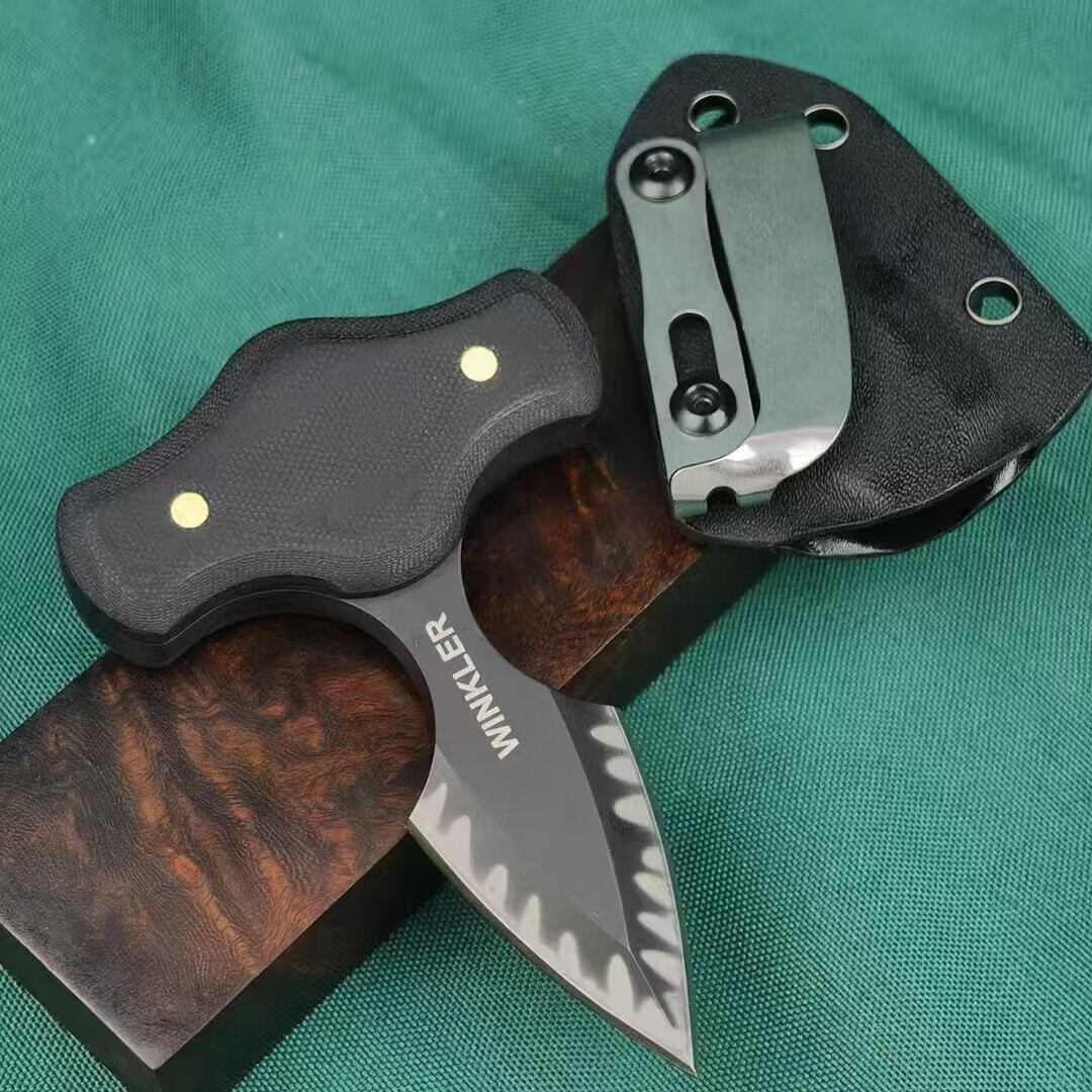 虎纹温克勒手刺直刀高硬度锋利户外防身刀随身小刀具野外求生刺刃