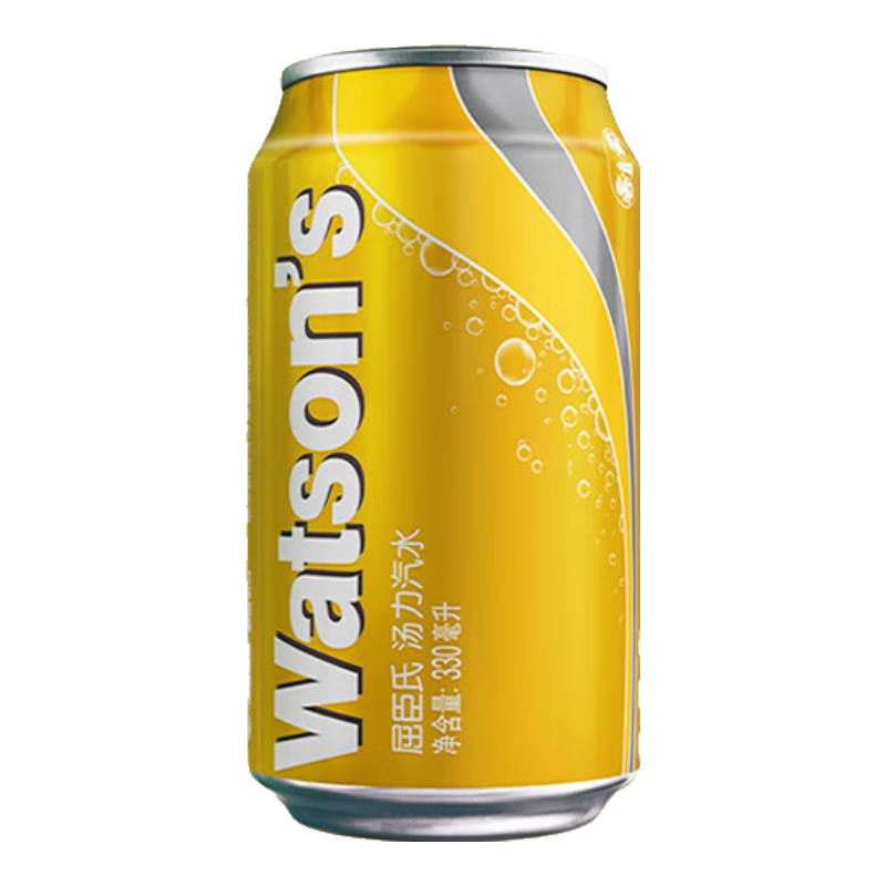 屈臣氏（Watsons）苏打水汤力水风味0脂金酒调酒饮料330mL*24罐整箱新老包装随机发