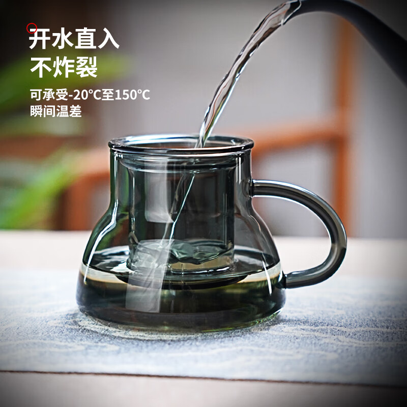 全度耐热玻璃泡茶杯2025新款茶水分离绿茶杯家用办公喝茶杯喝水杯 玲珑泡茶杯【透明】320ml