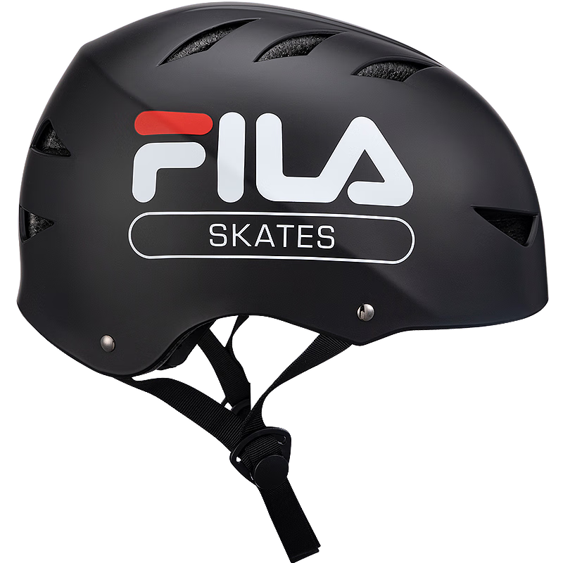 斐乐FILA头盔专业滑板护具可微调节尺码成人儿童帽通用自行车头盔 黑色 M码 头盔黑色 M码