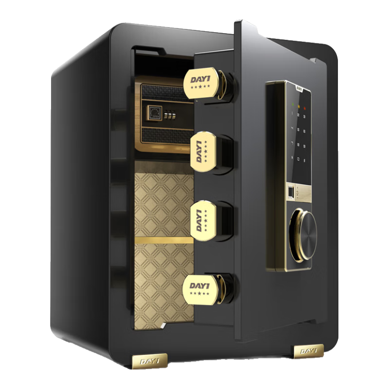 大一保險(xiǎn)柜家用45/60cm辦公財(cái)務(wù)專用小型防盜保險(xiǎn)箱指紋密碼WIFI單門雙門1米/1.2米/1.5米大型保管箱 45cm土豪金-指紋+WIFI（遠(yuǎn)程監(jiān)控高配）