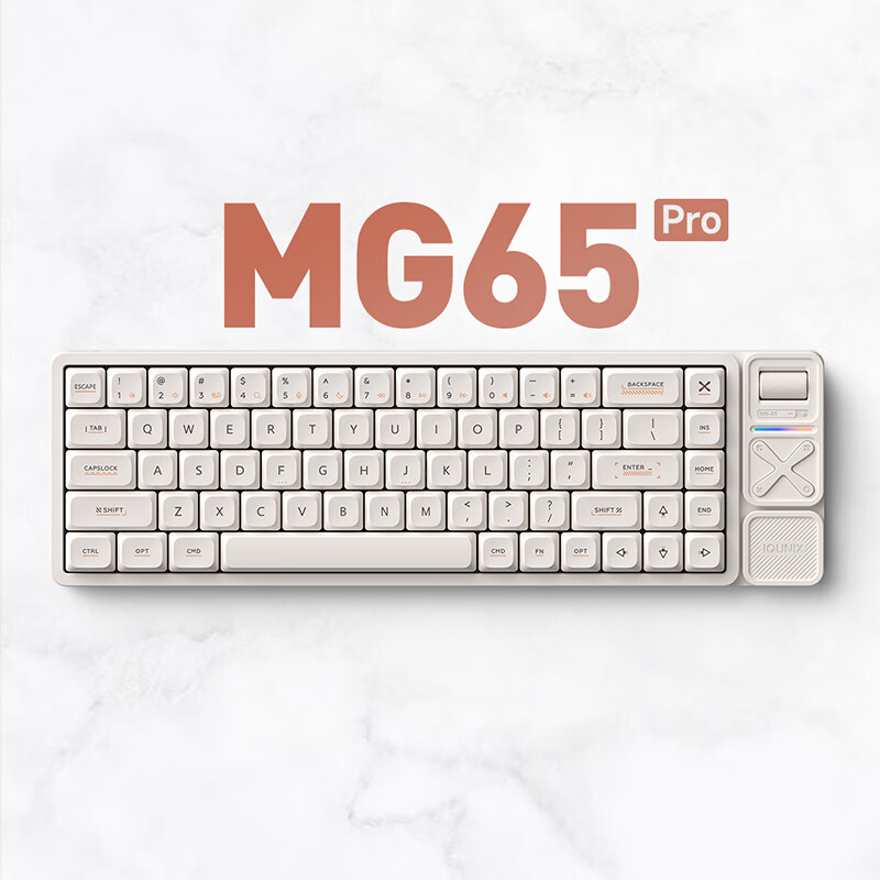 IQUNIX MG65系列矮轴机械键盘无线三模适配Mac平板办公超薄游戏 MG65-Pro 雾苏白 轻羽轴