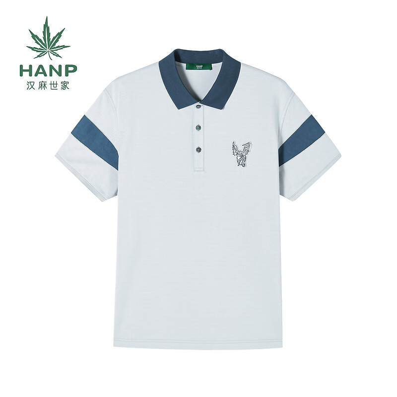 汉麻世家(HANP)男士短袖T恤 蓝色/灰蓝 L 175/96A