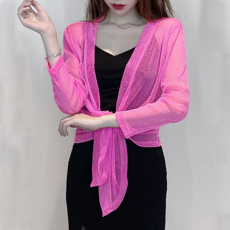 hkyi小披肩外搭百搭蕾丝小外套女薄款坎肩短款宽松外搭开衫 (长袖)