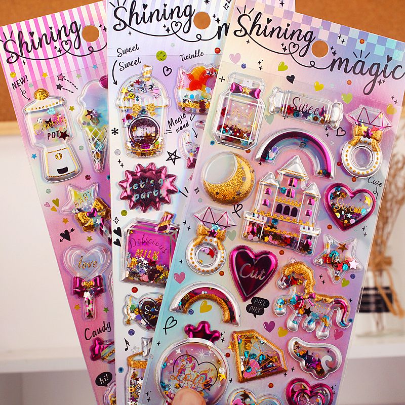 菲迪雅儿童贴纸钻石宝石水晶贴女孩公主3d立体摇摇贴宝宝网红小粘贴 3