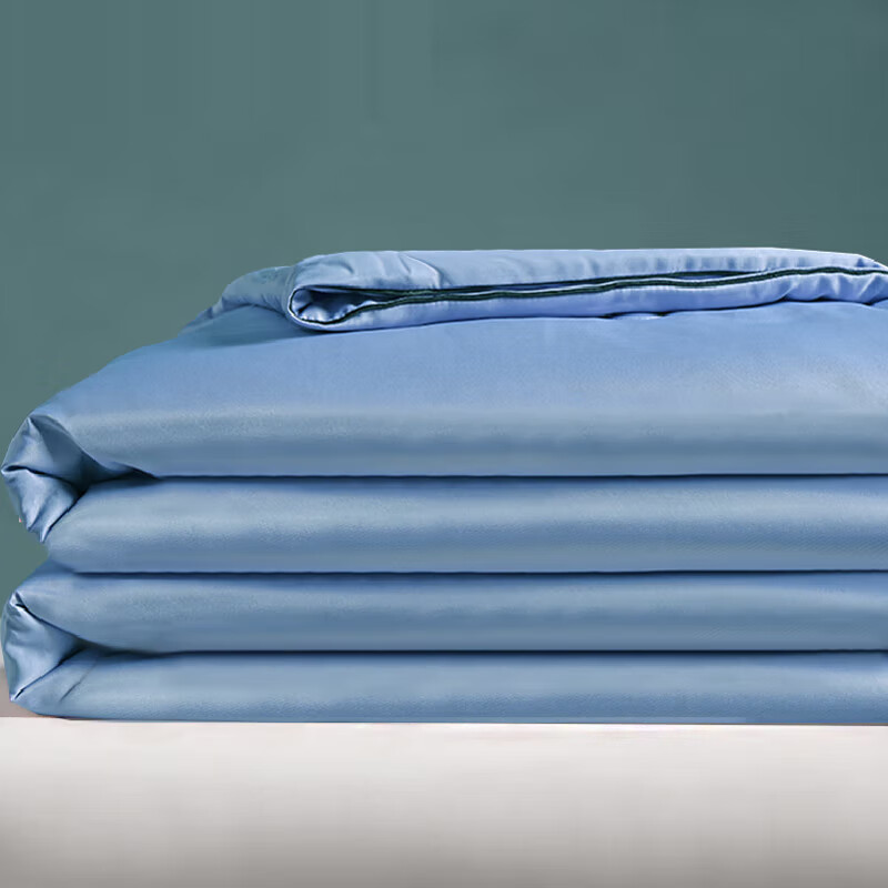 怡莉秀水洗斜纹空调被可裸睡简约纯色夏季床上用品 天蓝 200x230cm