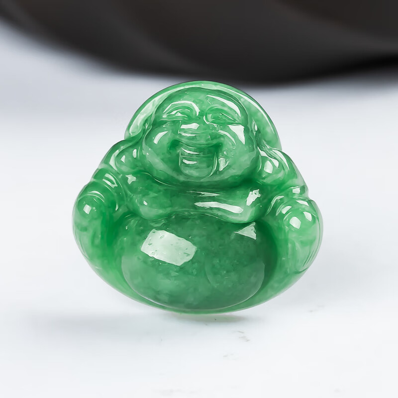 【涵鸿亿源甄选】天然a货翡翠好种冰润豆绿色佛公吊坠8.