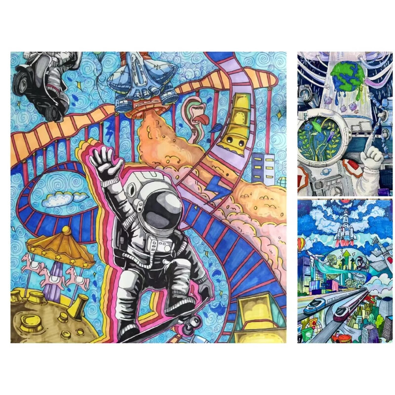 代画儿童画科幻画手绘原创画图帮人画画手抄报绘画美术作品定制 代