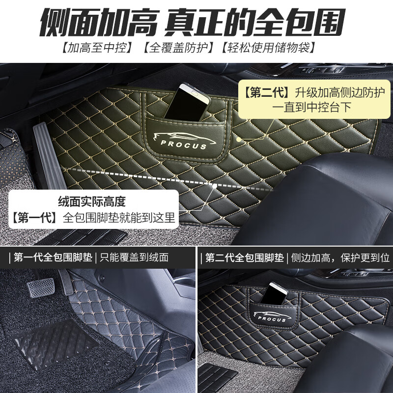 适用于长安欧尚x5主驾驶脚垫欧尚x5plus车专用汽车全包围单片单个 炫色-包门槛主驾驶黑色皮米线+