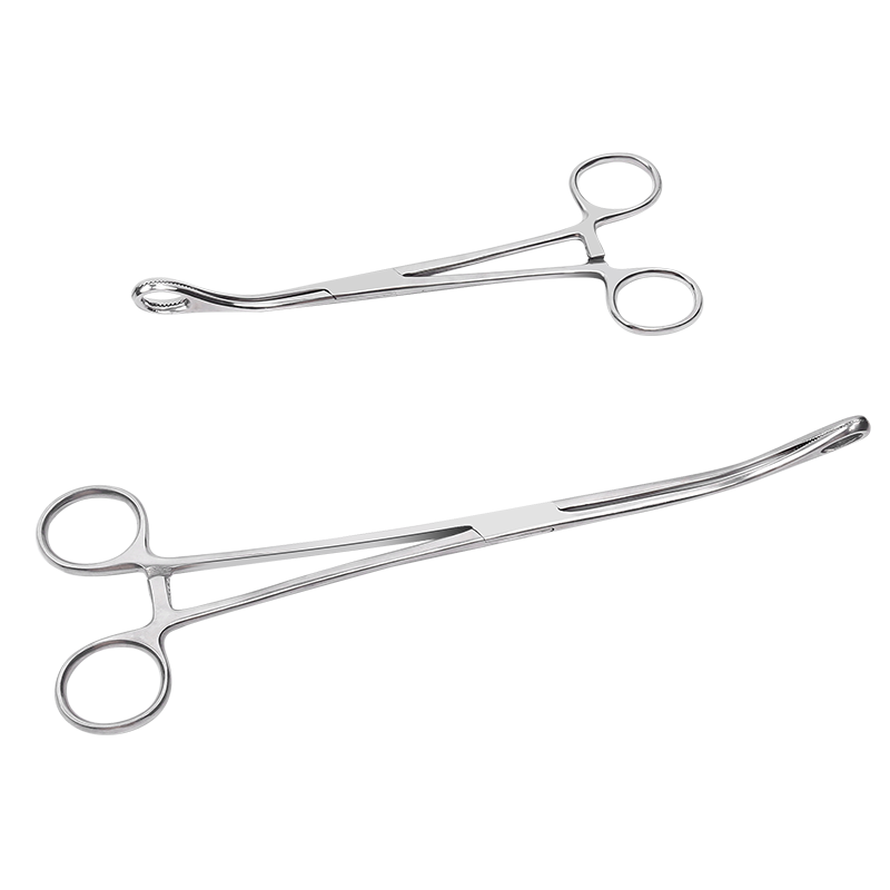 医用卵圆钳有齿不锈钢海绵钳医疗手术持物钳组织钳火罐钳子海绵夹 25Cm弯有齿