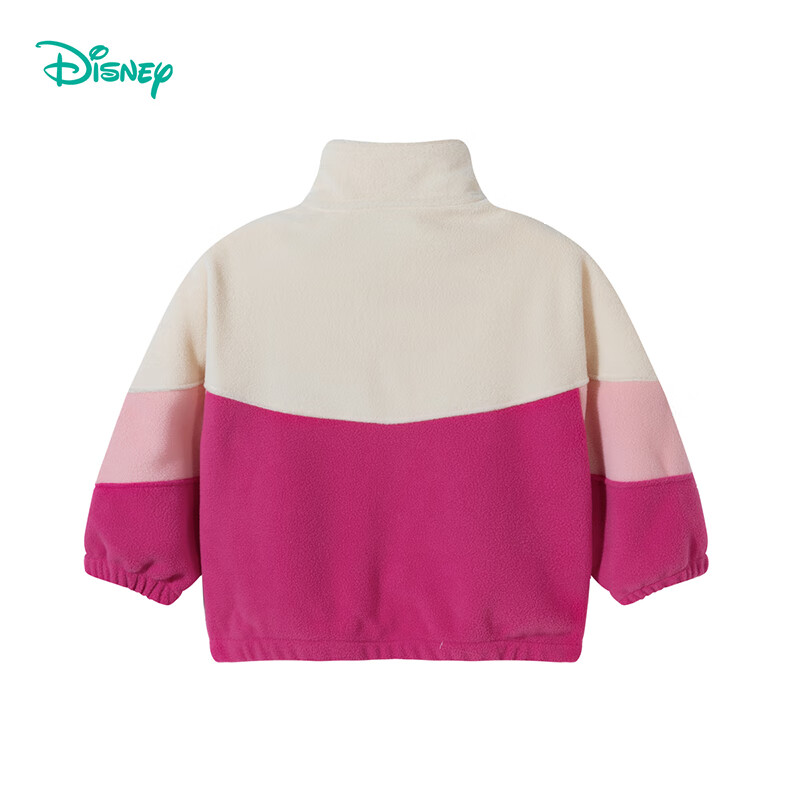 迪士尼（Disney）男童女童卡通时尚休闲百搭舒适亲肤保暖摇粒绒外套儿童童装 桃红白拼色米妮 130 （建议6-8岁身高120-130cm)